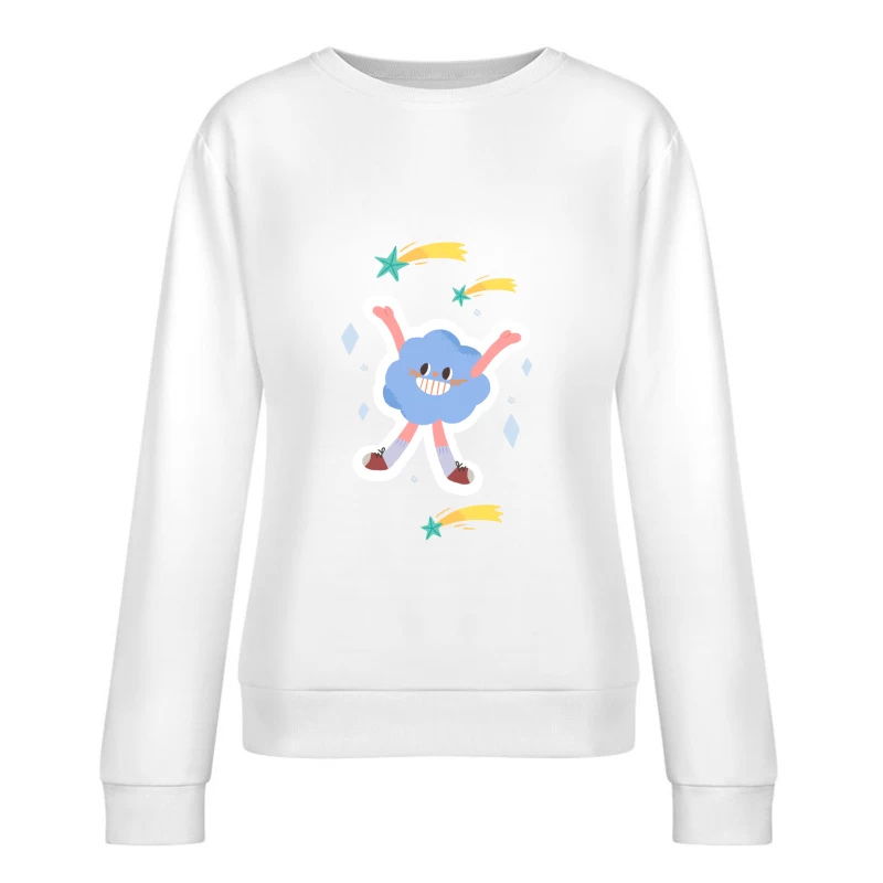 Springende Wolke mit Sternen Damen Pullover Sweatshirt