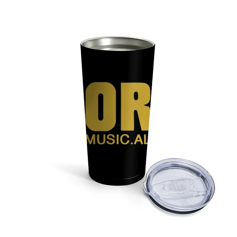 Korg Music Equipment Brand Logo in Yellow Travel Mug