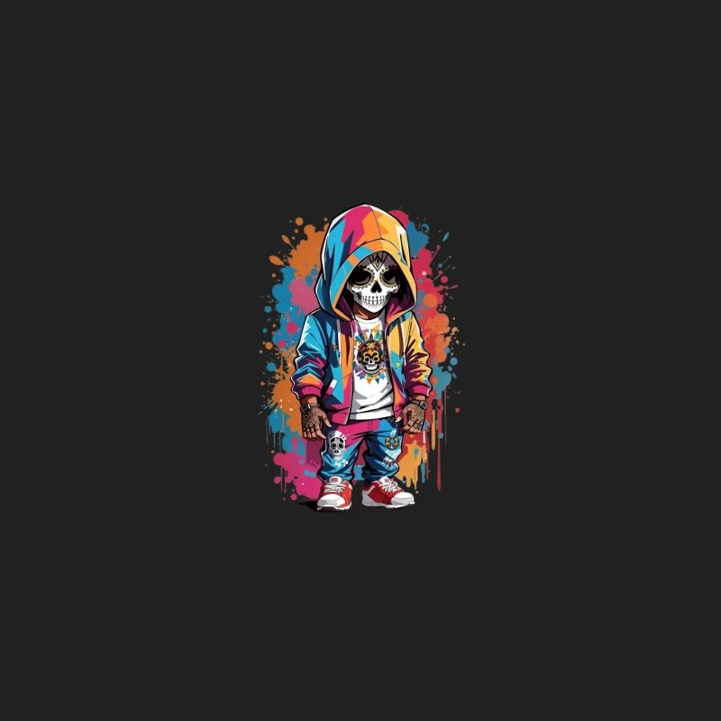 Colorful Skeleton Character in Streetwear Bucket Hat