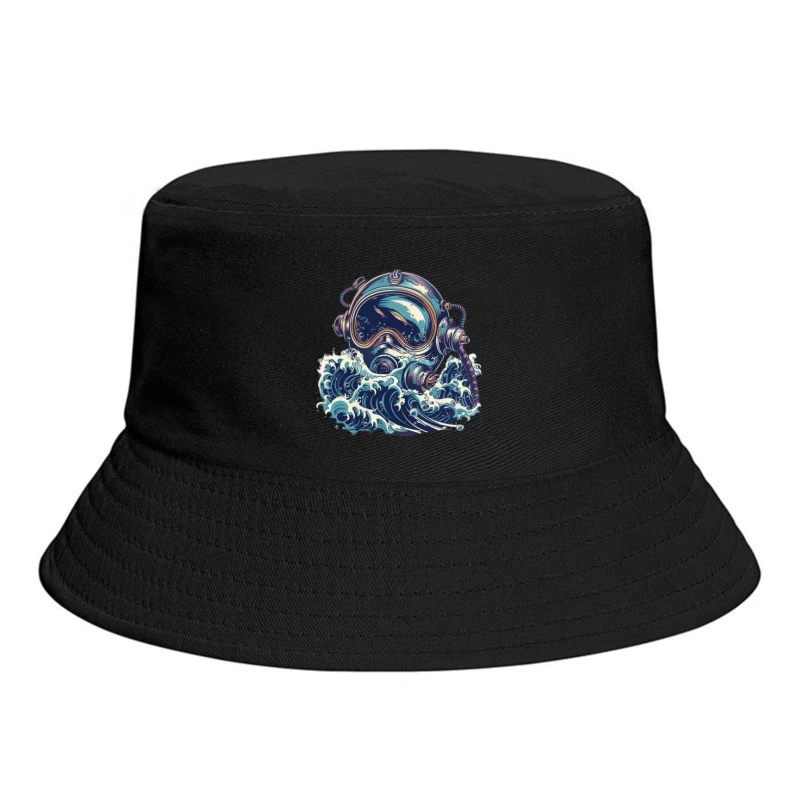 Vintage Deep Sea Diver Illustration Bucket Hat