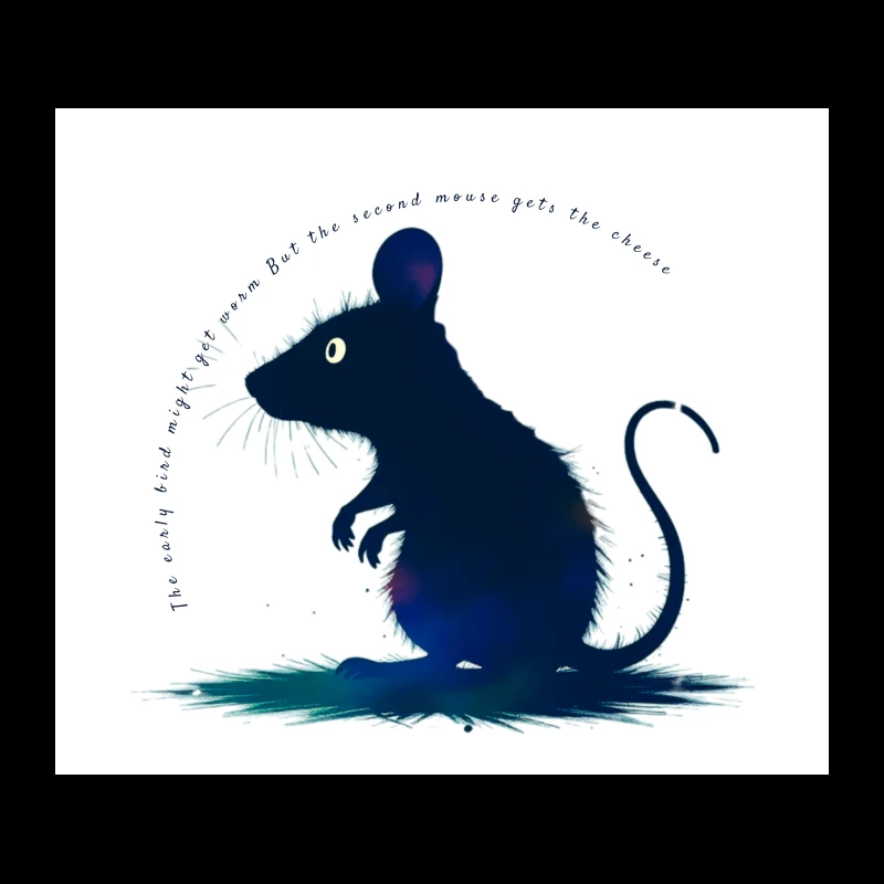 Dark Blue Mouse Silhouette Digital Illustration Tapestry