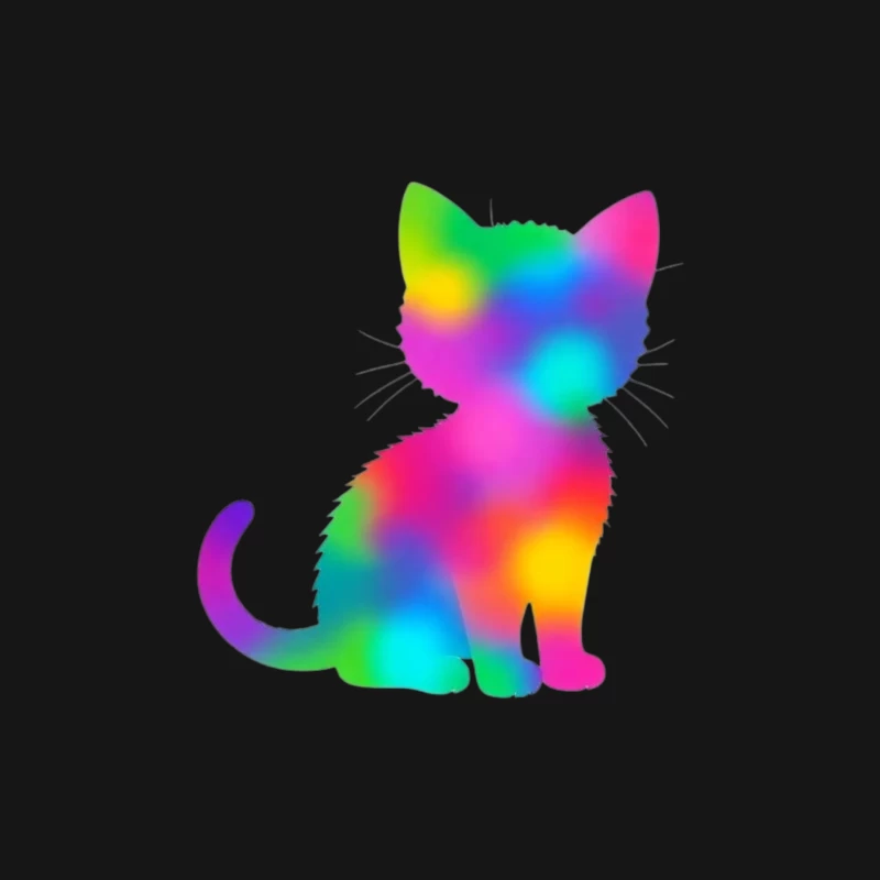 Rainbow Gradient Cat Silhouette Art Male Long Sleeve T-Shirt