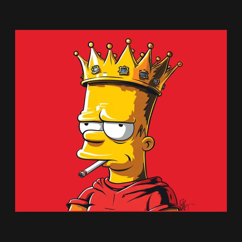 Bart Simpson Wearing Crown and Red Hoodie in Street Art Style Mouse Pad