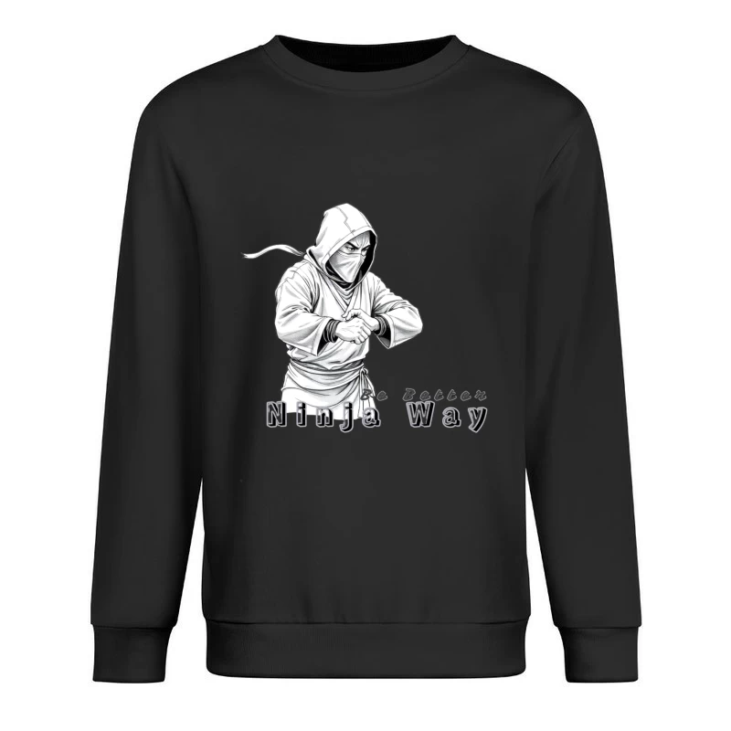 Masked Ninja Warrior in White Hood - The Ninja Way Male Pullover Sweatshirt