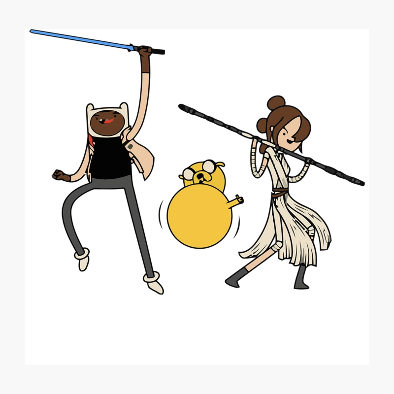 Adventure Time Meets Star Wars: Cartoon Crossover Fan Art Throw Pillow