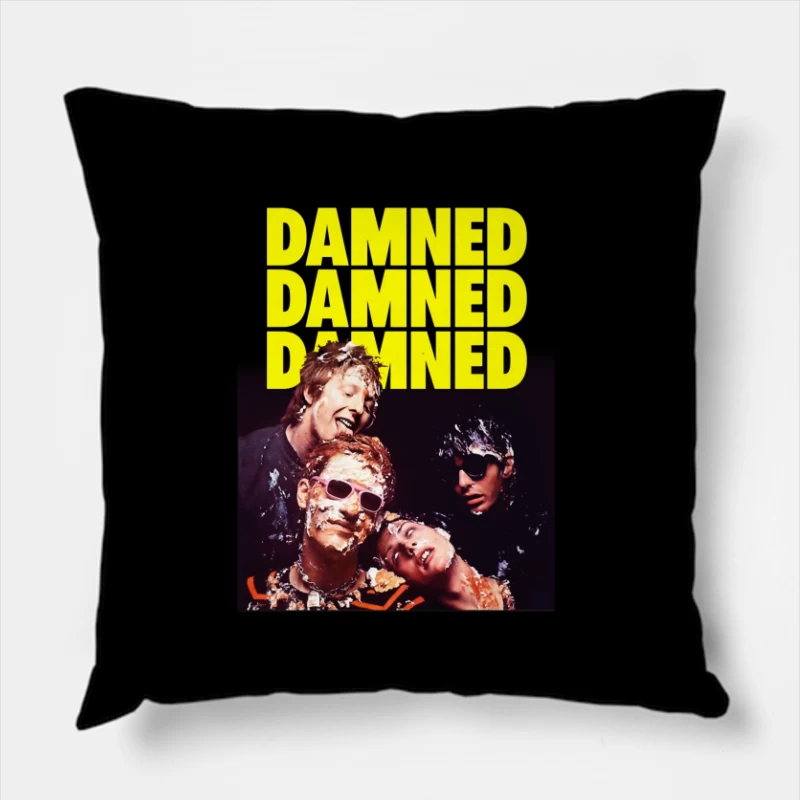 The Damned Punk Rock Band Vintage Album Cover Throw Pillow