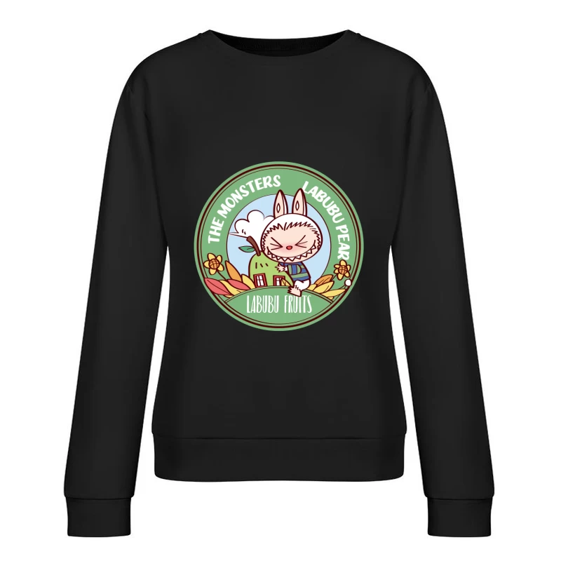Lustiges Labubu-Früchtedesign Damen Pullover Sweatshirt