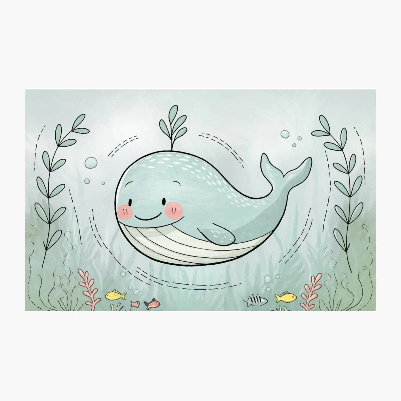 Cute Cartoon Whale in Whimsical Underwater Illustration Travel Mug