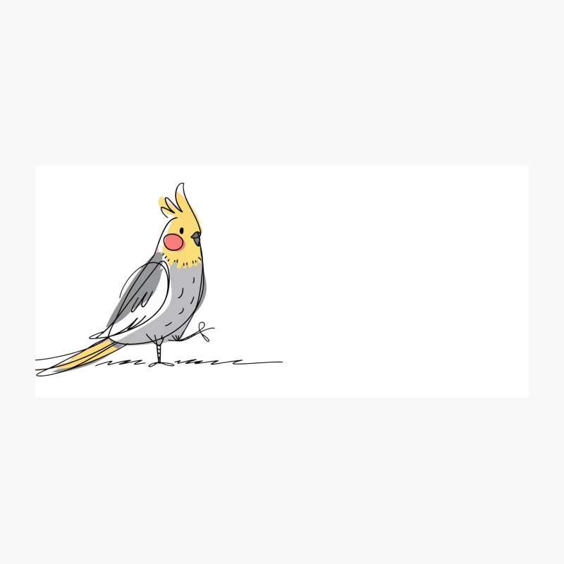 Adorable Cartoon Cockatiel Illustration with Yellow Crest Coffee Mug