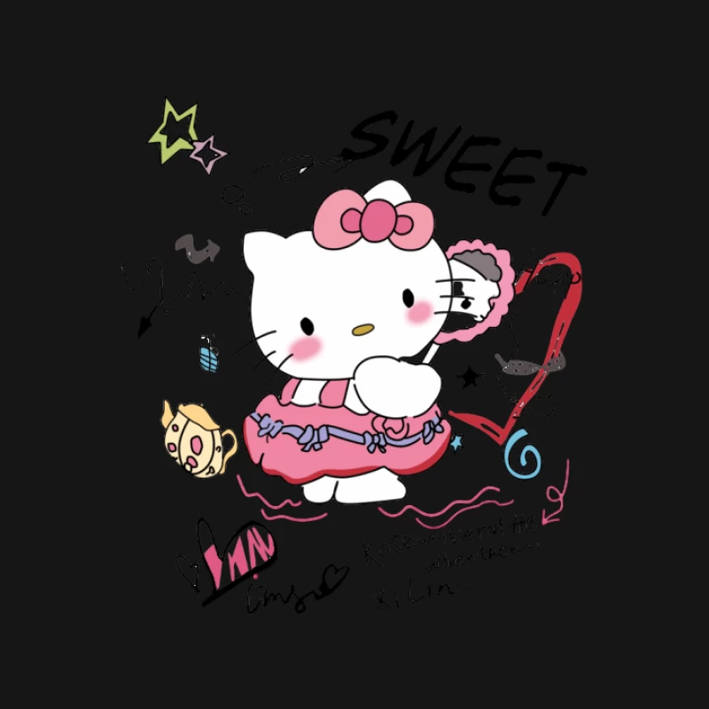 Chaton mignon avec miroir et accessoires Femme T-Shirt