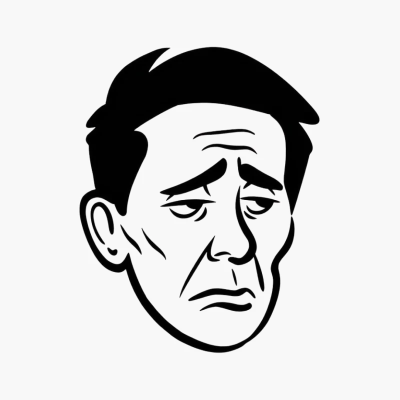 Minimalist Black and White Portrait Illustration with Sad Expression Cotton Tote Bag