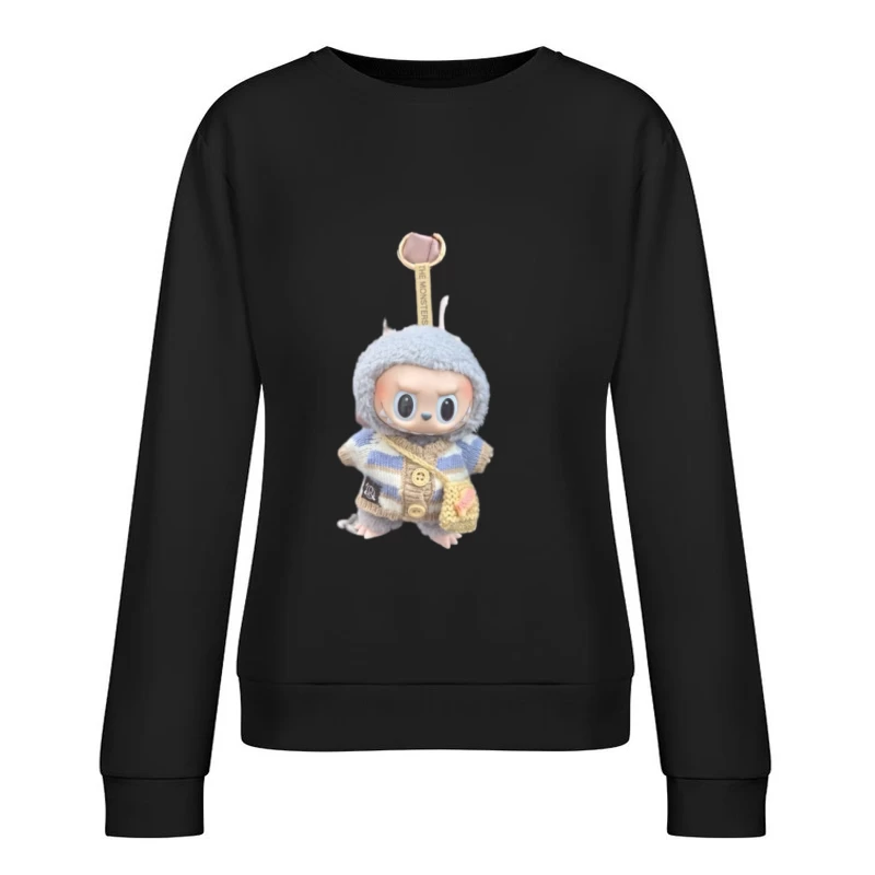 Süßes Monster-Plüschtier mit gestreiftem Pullover Damen Pullover Sweatshirt