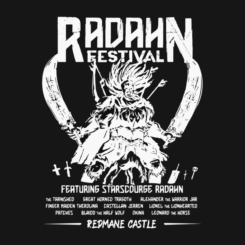 Black and White Manga-Style Festival Poster for Radahn Event Male T-Shirt