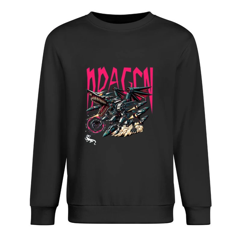 Mechanical Dragon Robot in Graffiti Art Style Male Pullover Sweatshirt