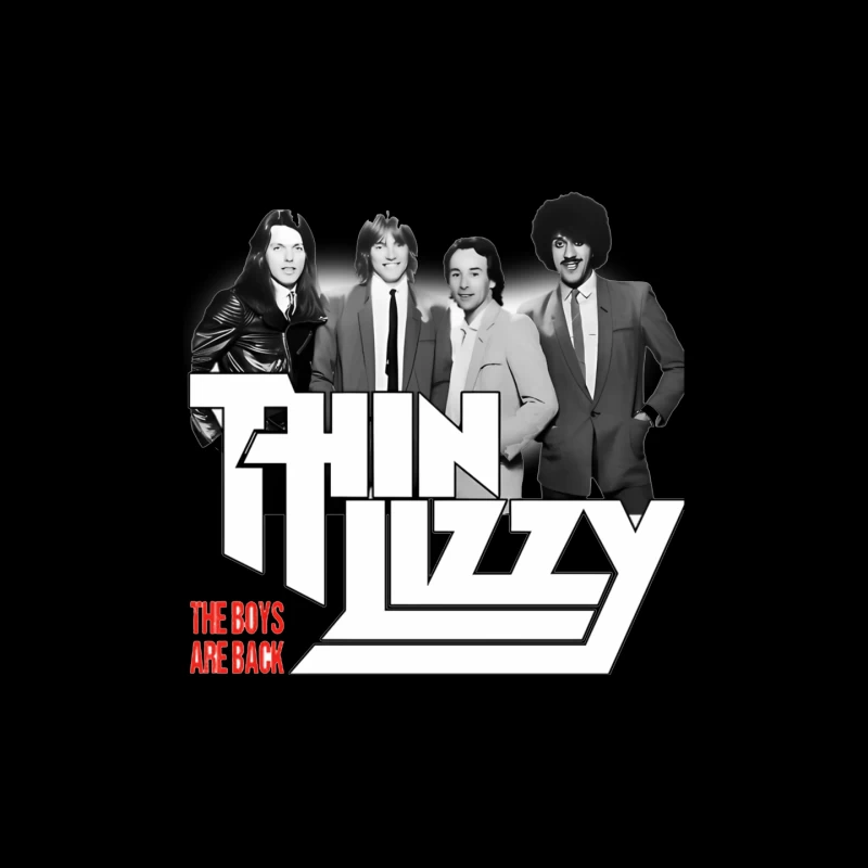 Thin Lizzy "The Boys Are Back" Album Cover - Classic Rock Band Portrait in Black and White Mouse Pad