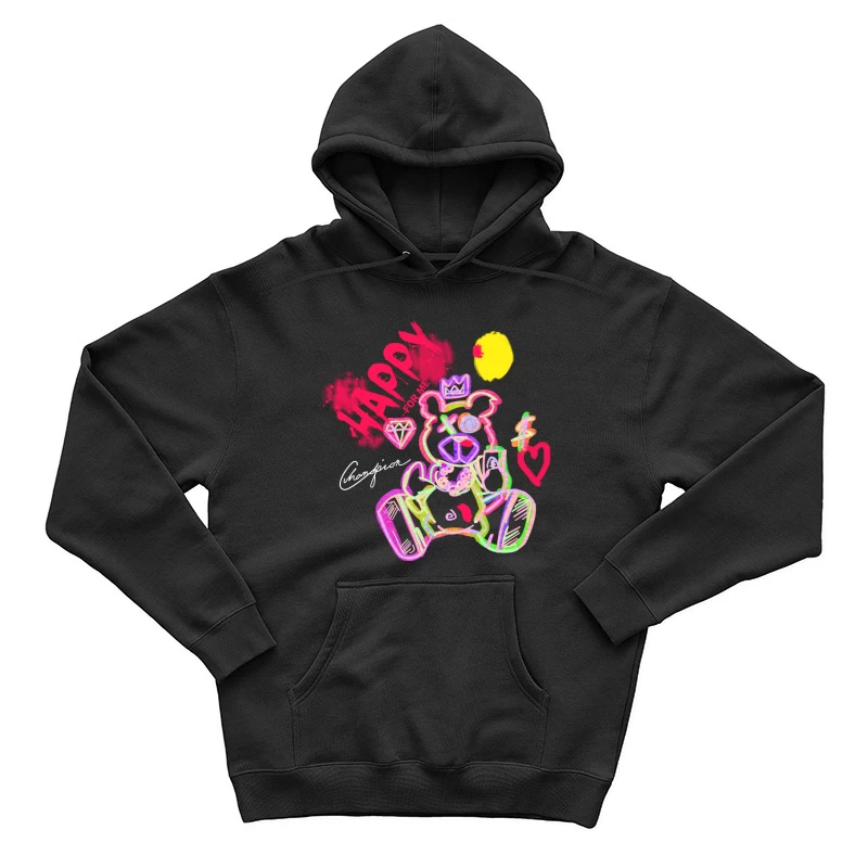 Neonbär mit Krone und Diamant Herren Pullover Hoodie