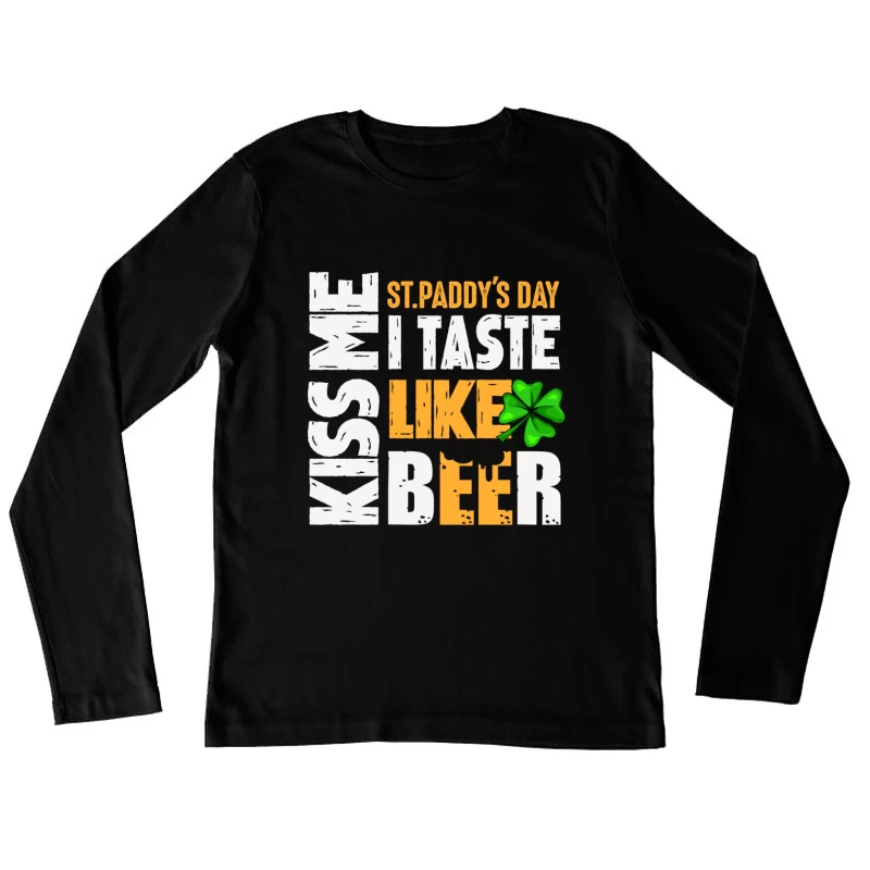 T-shirt Saint Patrick amusant avec trèfle Femme Manches Longues T-Shirt