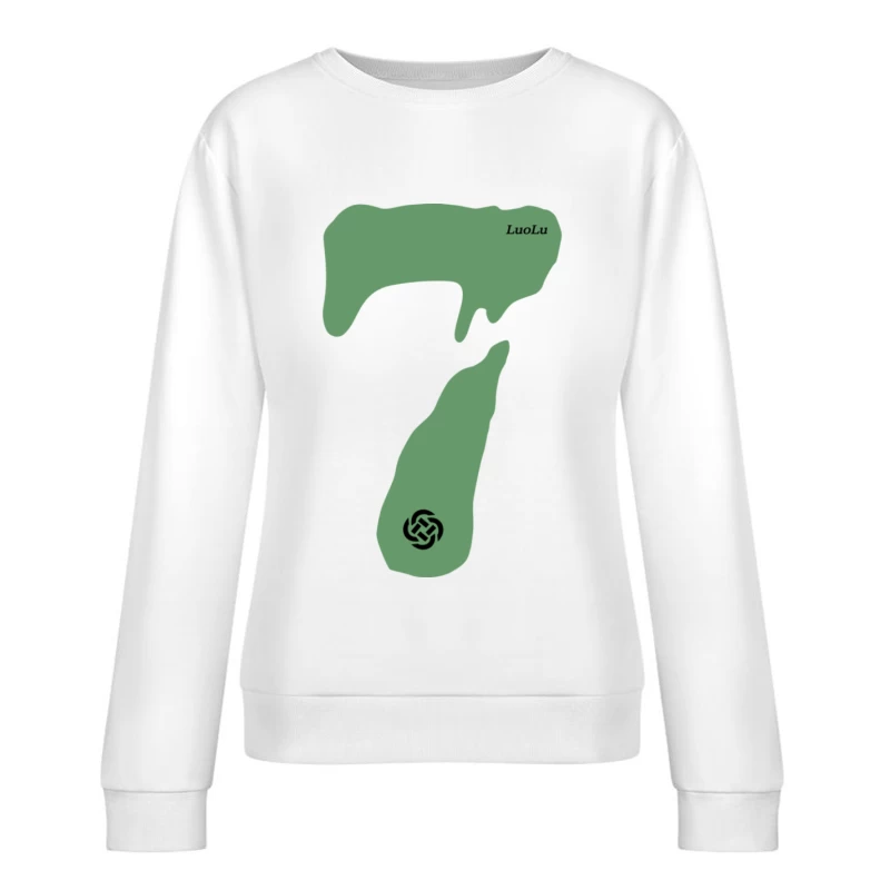 Grüne Zahl Sieben Design Damen Pullover Sweatshirt