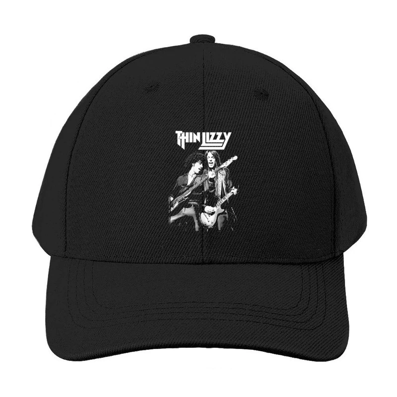 Thin Lizzy Rock Band Performance Sketch in Black and White Baseball Cap