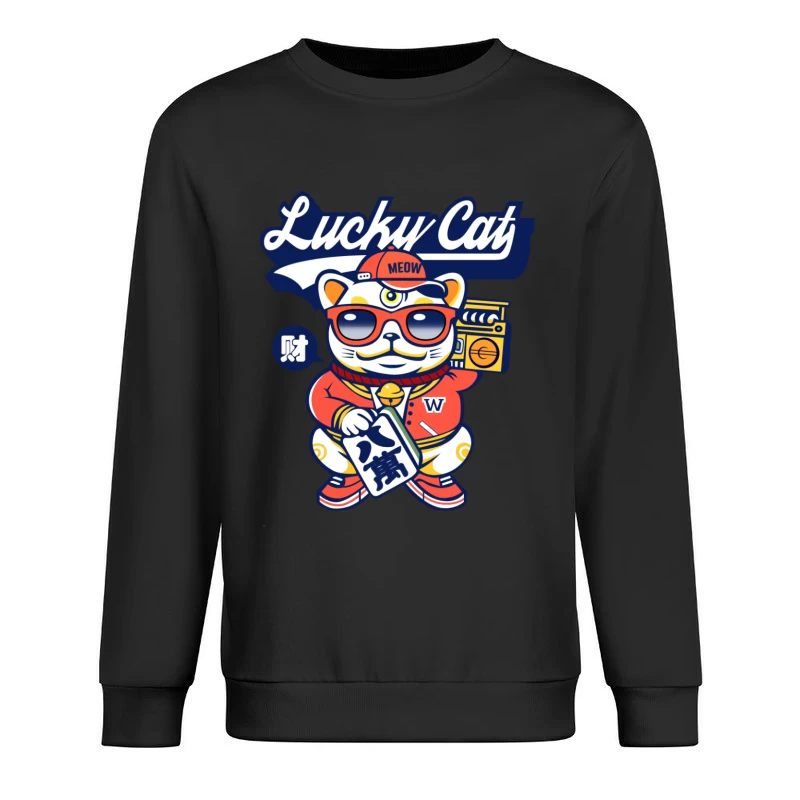 Coole Glückskatze mit Sonnenbrille Herren Pullover Sweatshirt