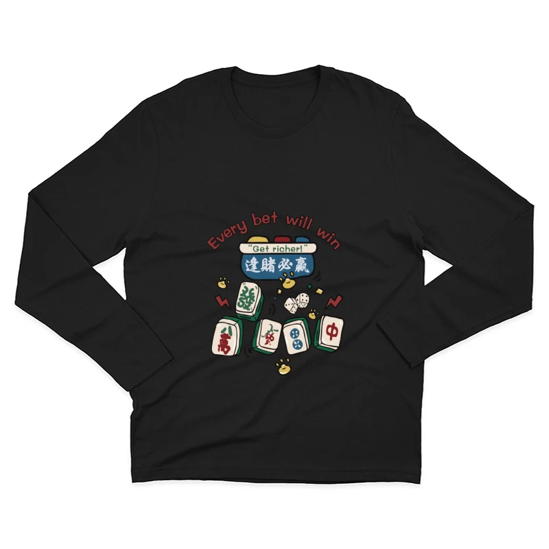 Glücksspiel mit Mahjong-Thema Herren Langarm T-Shirt