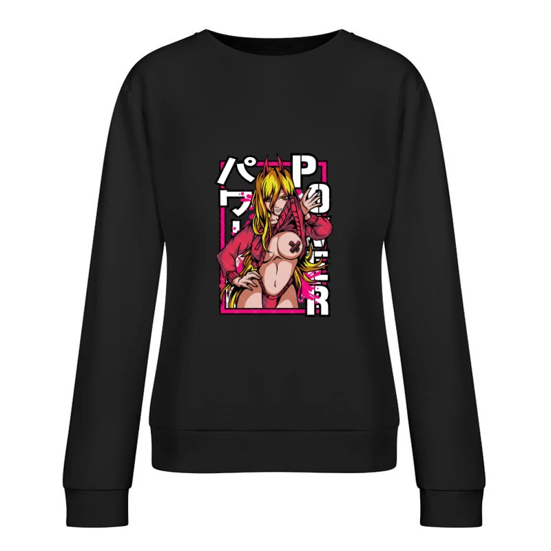 Anime Charakter in Rot mit Hörnern Damen Pullover Sweatshirt