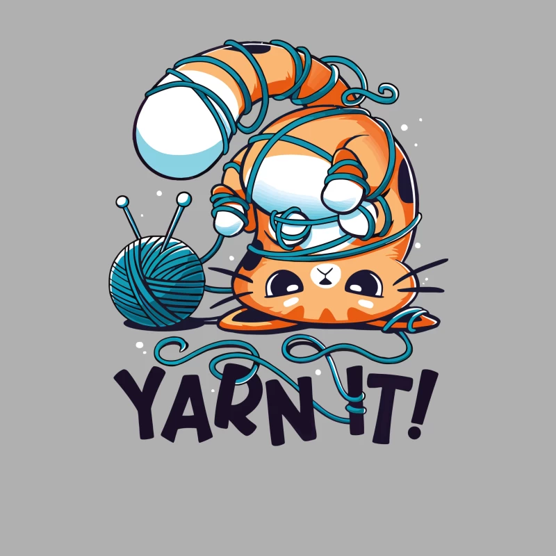 Yarn It! Whimsical Cat Illustration Male Tank Top