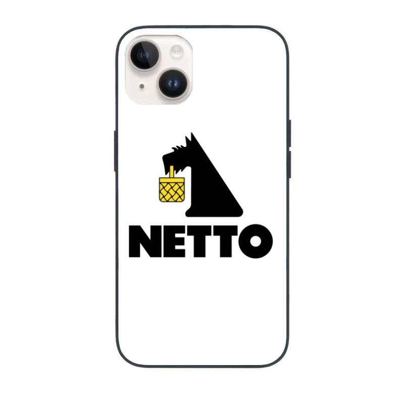 Netto Supermarket Logo with Black Dog and Yellow Basket iPhone Case