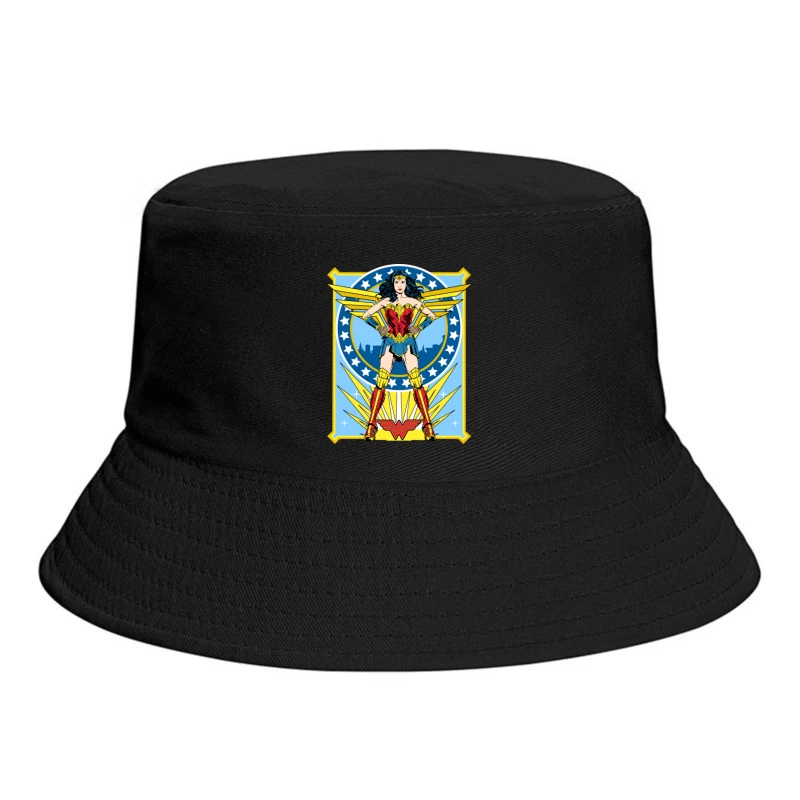 Wonder Woman Comic Art Illustration Bucket Hat