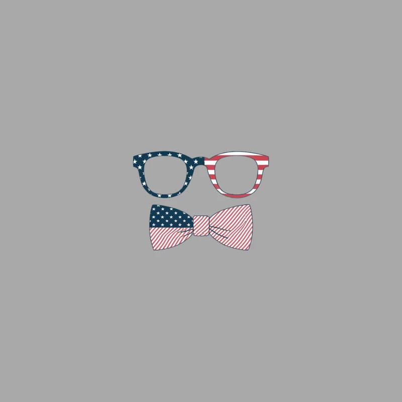 Patriotic American Flag-Inspired Glasses and Bow Tie Fashion Accessories Male Pullover Hoodie