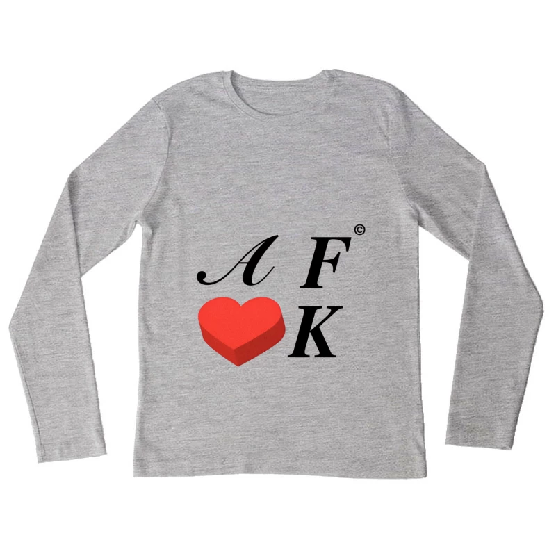 Herz und Schriftmotiv Damen Langarm T-Shirt