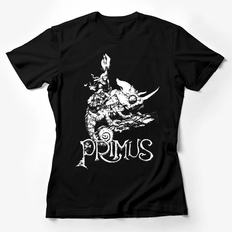 Abstract Swirling Typography: Primus Logo Design Female T-Shirt