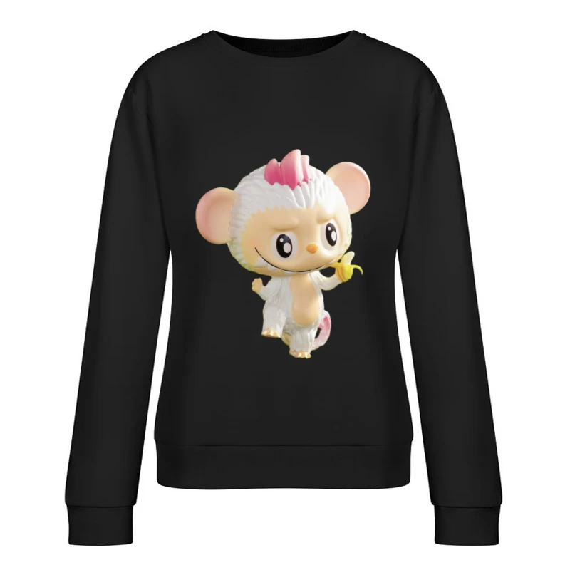 Fröhlicher Affen-Cartoon mit Banane Damen Pullover Sweatshirt