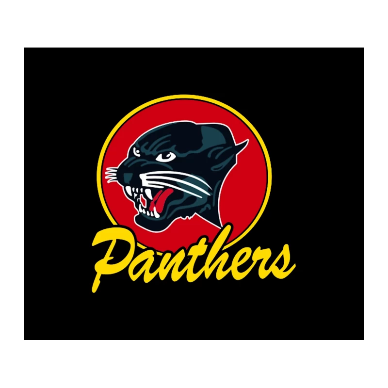 Fierce Panther Sports Team Logo with Yellow Text Tapestry