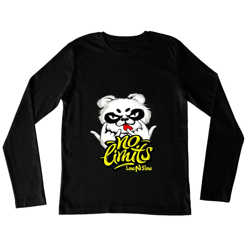 Playful Panda Logo with No Limits Theme Female Long Sleeve T-Shirt