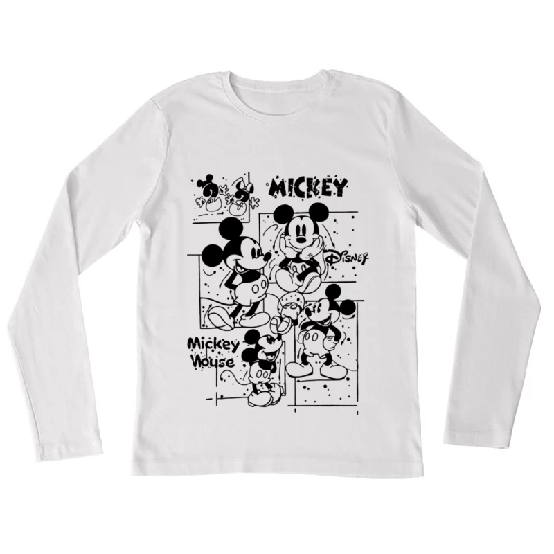 Mickey Mouse Zeichnung Damen Langarm T-Shirt