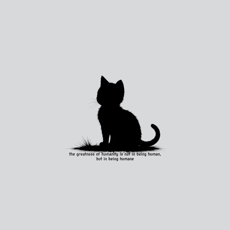 Black Cat Silhouette with Humane Message Desk Mat