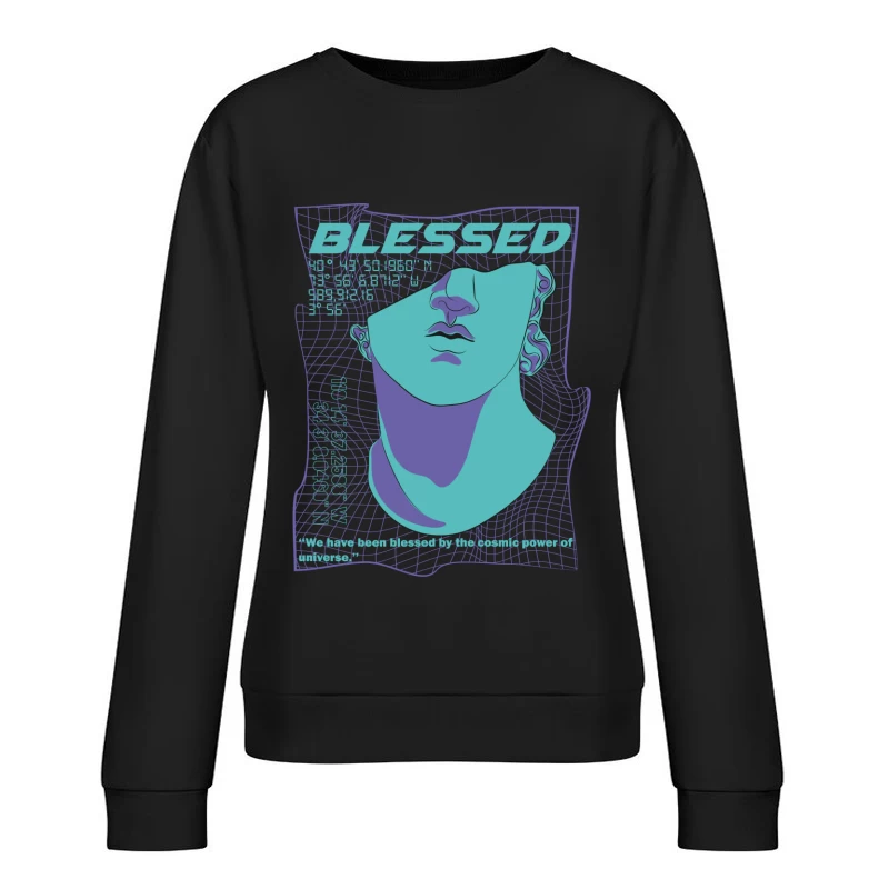 Futuristische Venus-Büste mit Segensbotschaft Damen Pullover Sweatshirt