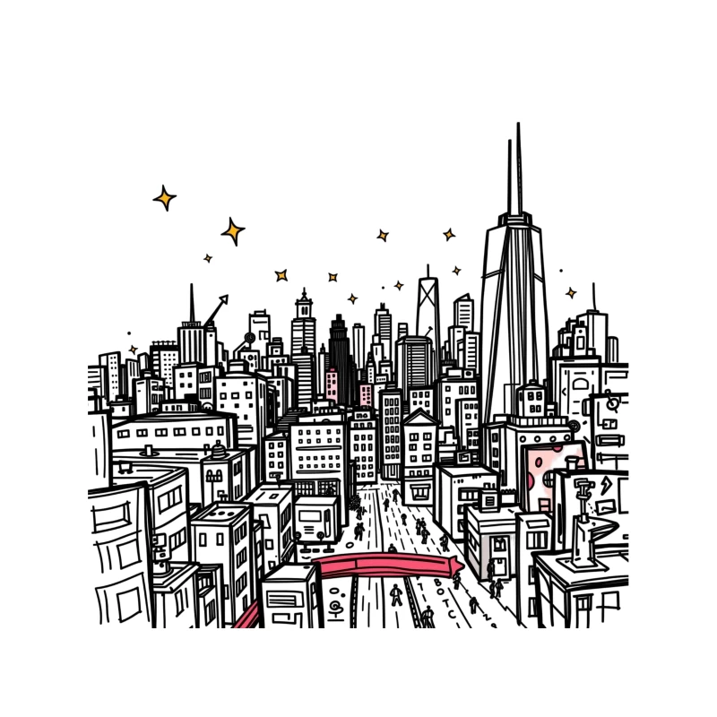 Nighttime Cityscape Illustration Tapestry