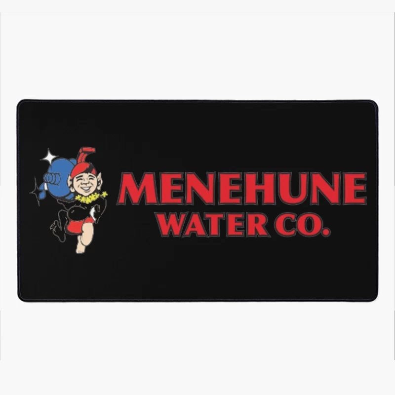 Vintage Menehune Water Company Logo with Cartoon Mascot Desk Mat