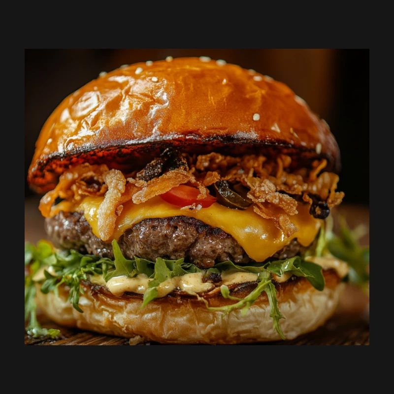 Gourmet Cheeseburger with Caramelized Onions and Greens Mouse Pad