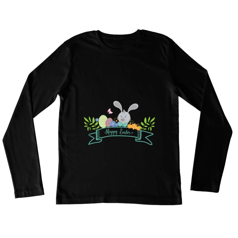 Lapin de Pâques avec œufs colorés Femme Manches Longues T-Shirt