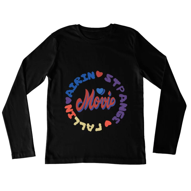 Bunter Schriftzug und Herzdesign Damen Langarm T-Shirt