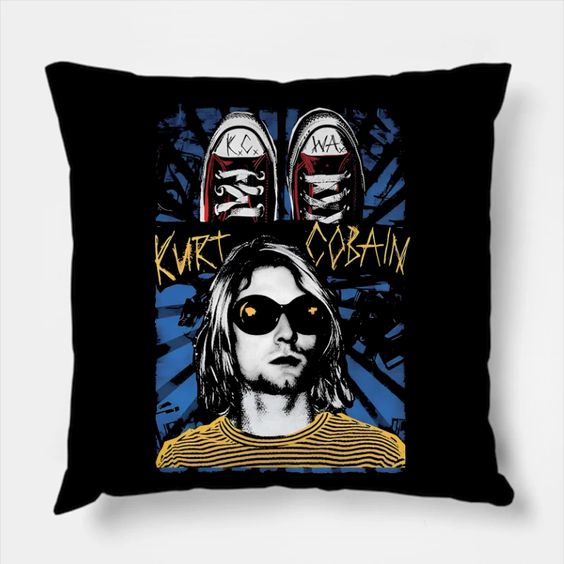 Kurt Cobain Retro Throw Pillow