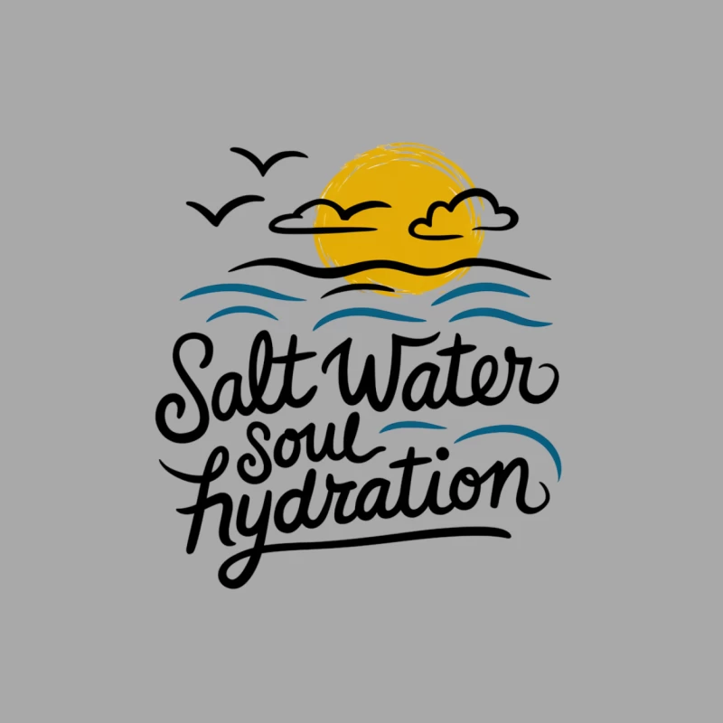 Coastal Inspired Typography: Salt Water Soul Hydration Male Pullover Hoodie