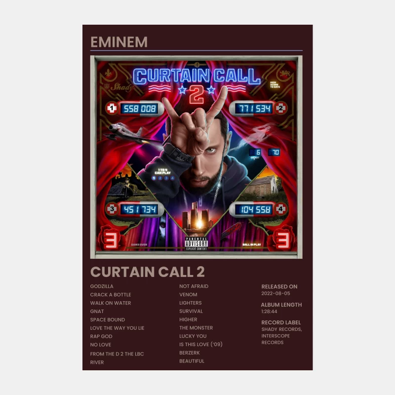 Eminem's Curtain Call 2 Album Cover and Track Details Male Tank Top