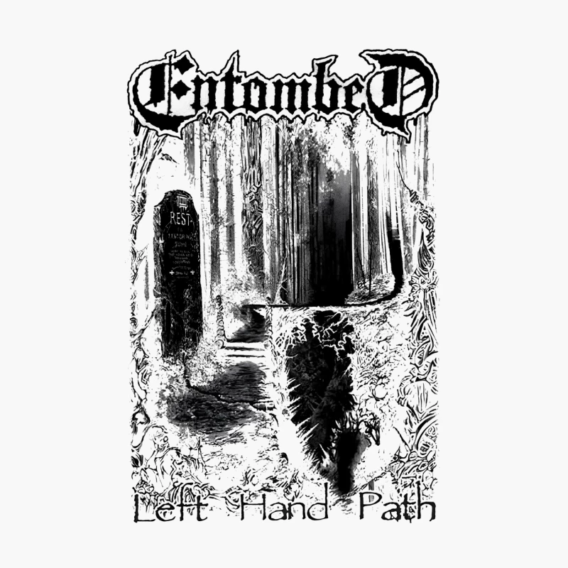 Entombed Left Hand Path Black White Cotton Tote Bag