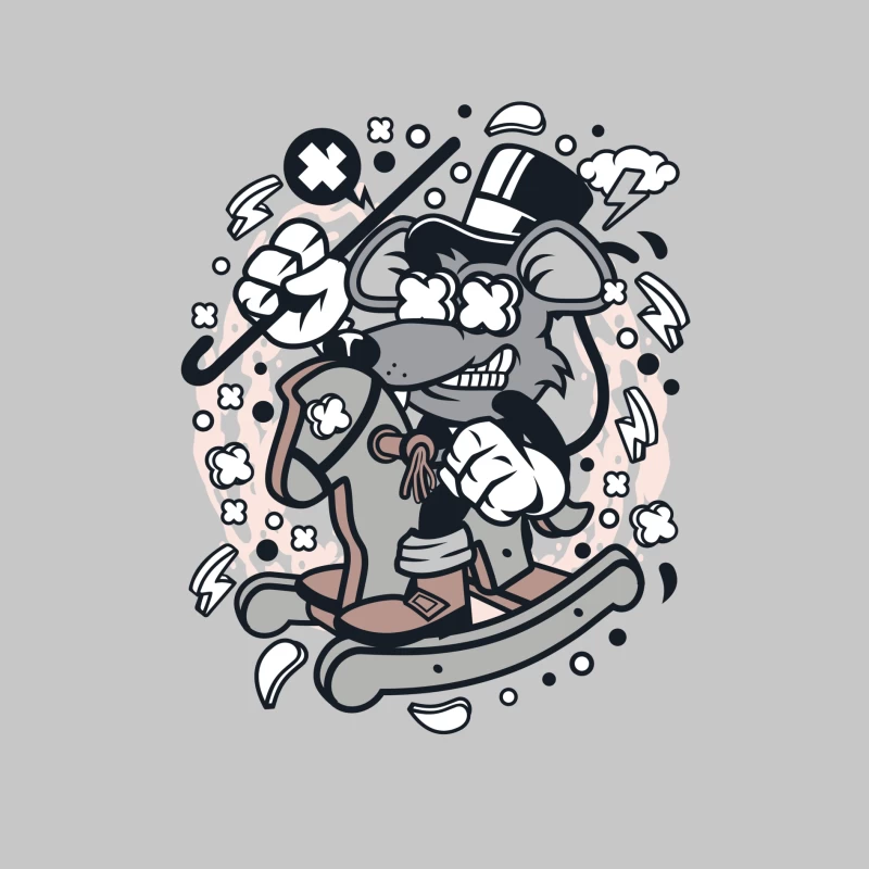 Chien magique avec canne et chapeau haut de forme Homme Manches Longues T-Shirt