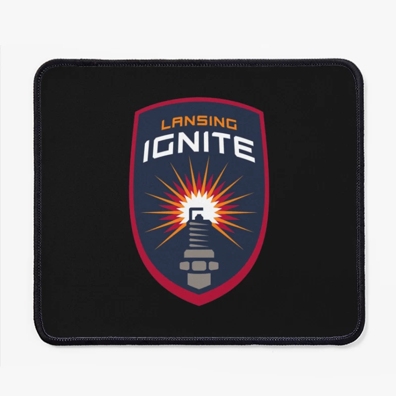 Lansing Ignite Soccer Team Shield Logo with Lighthouse Emblem Mouse Pad