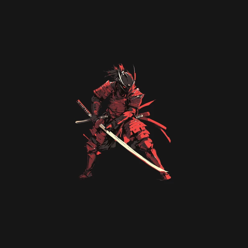 Red and Black Samurai Warrior with Katana Desk Mat